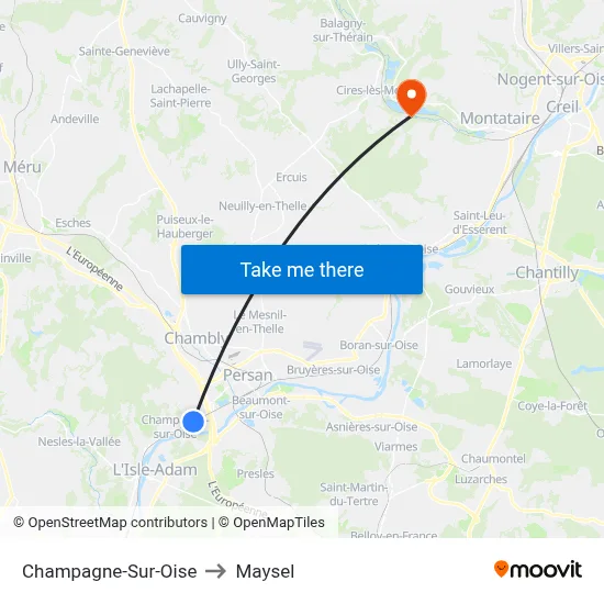 Champagne-Sur-Oise to Maysel map