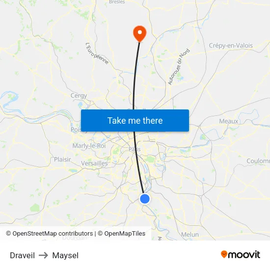 Draveil to Maysel map