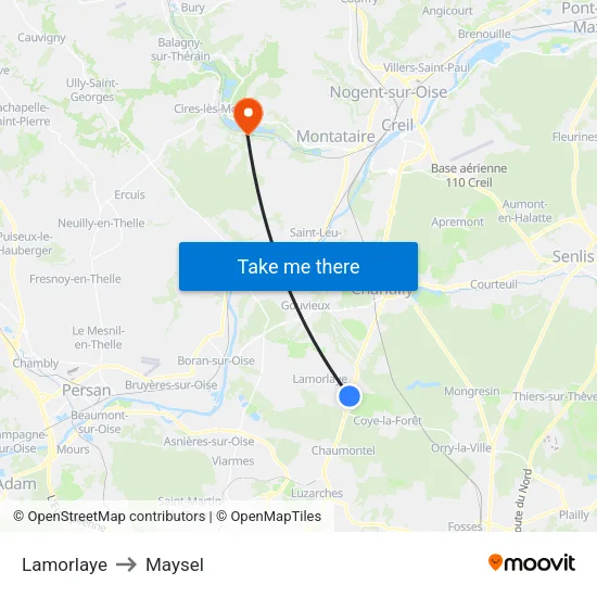 Lamorlaye to Maysel map