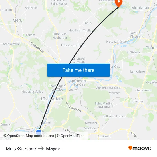 Mery-Sur-Oise to Maysel map