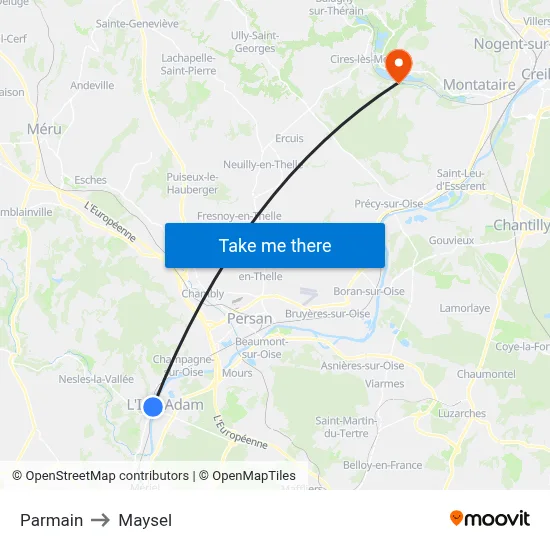 Parmain to Maysel map