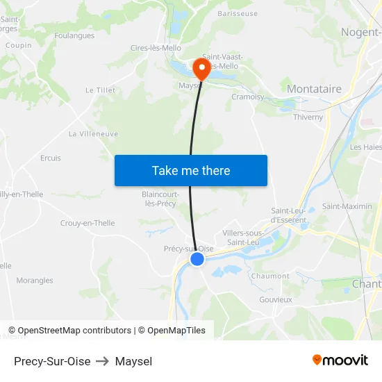 Precy-Sur-Oise to Maysel map