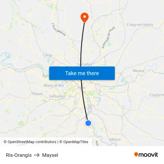 Ris-Orangis to Maysel map