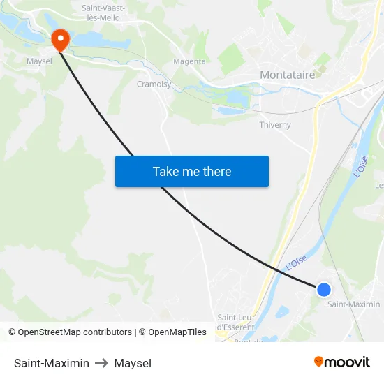 Saint-Maximin to Maysel map