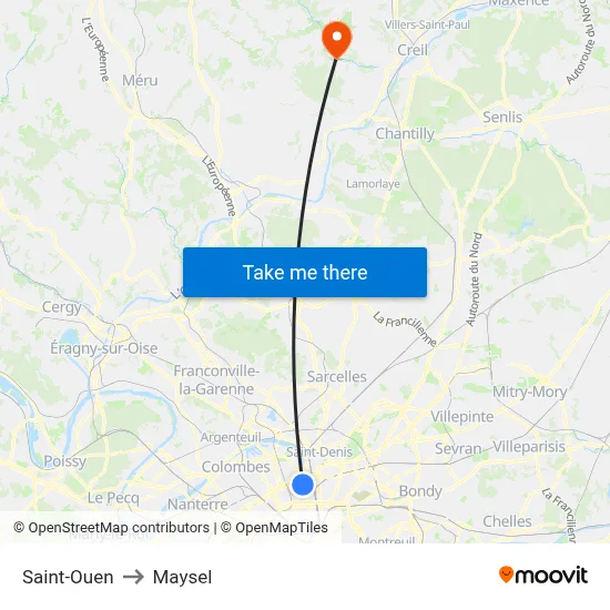 Saint-Ouen to Maysel map