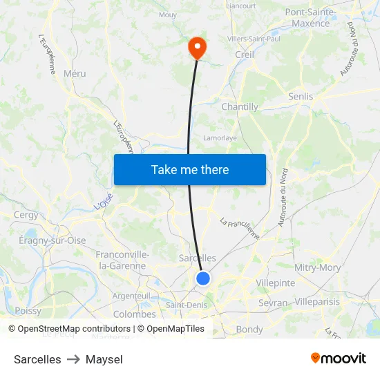 Sarcelles to Maysel map