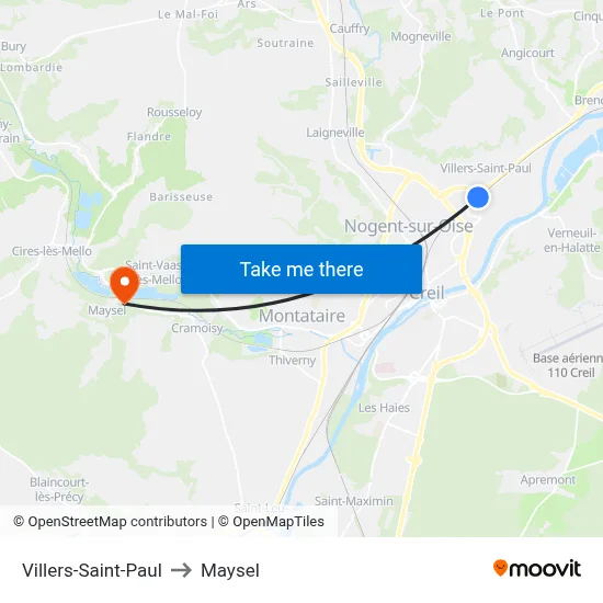 Villers-Saint-Paul to Maysel map