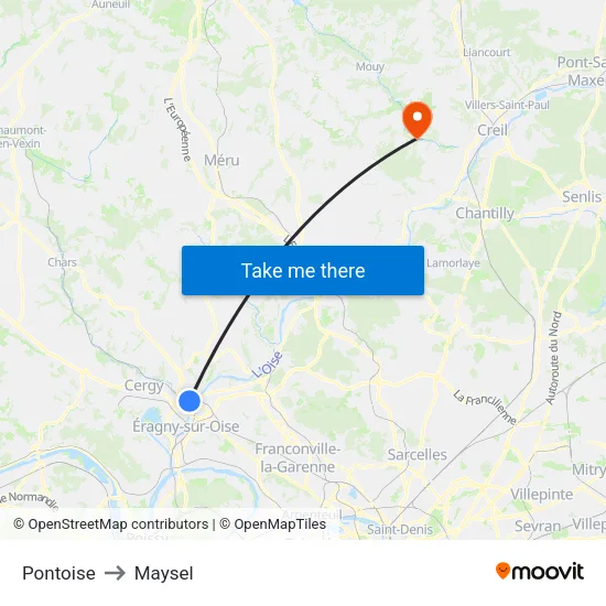 Pontoise to Maysel map