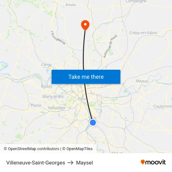Villeneuve-Saint-Georges to Maysel map