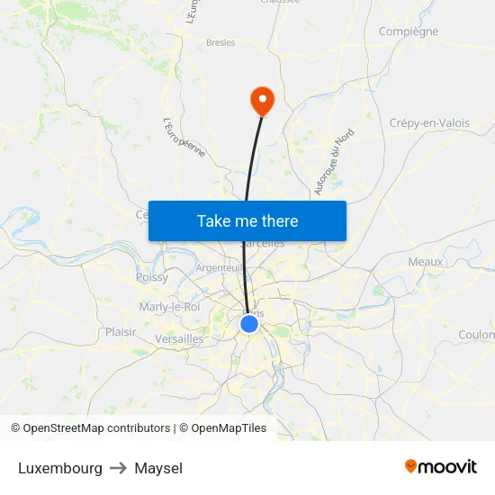 Luxembourg to Maysel map