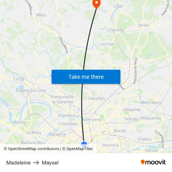Madeleine to Maysel map