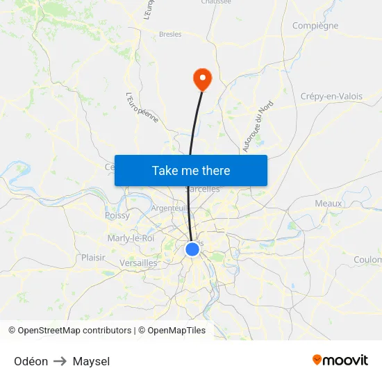 Odéon to Maysel map