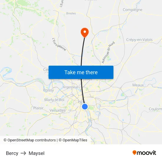 Bercy to Maysel map