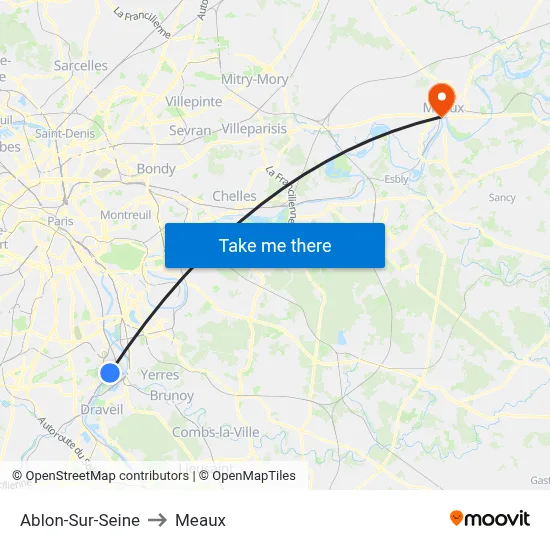 Ablon-Sur-Seine to Meaux map