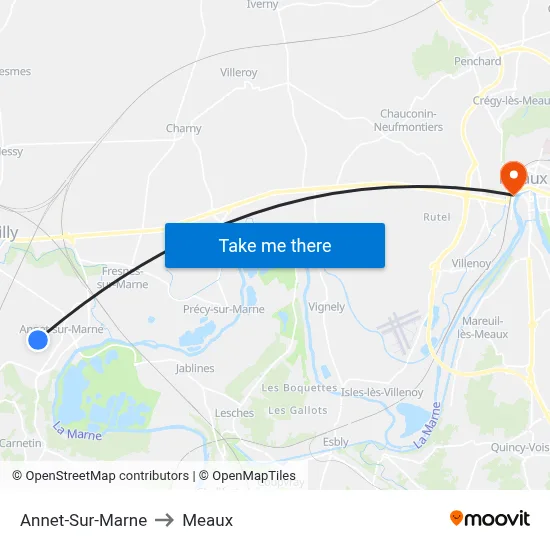 Annet-Sur-Marne to Meaux map
