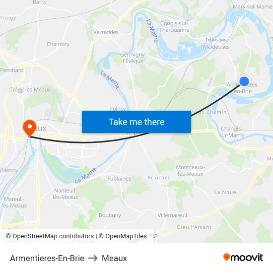 Armentieres-En-Brie to Meaux map
