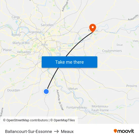 Ballancourt-Sur-Essonne to Meaux map