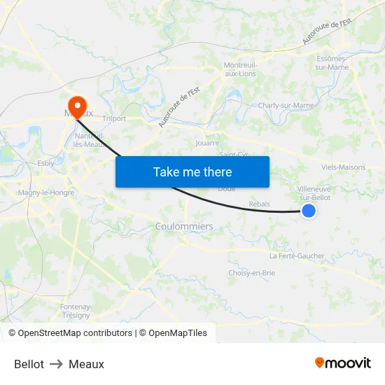 Bellot to Meaux map
