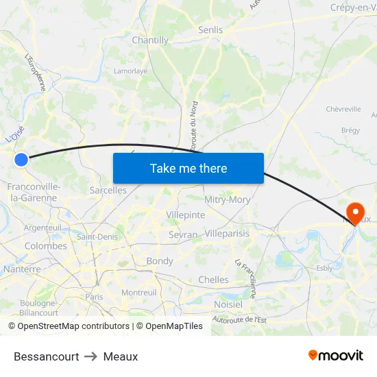 Bessancourt to Meaux map