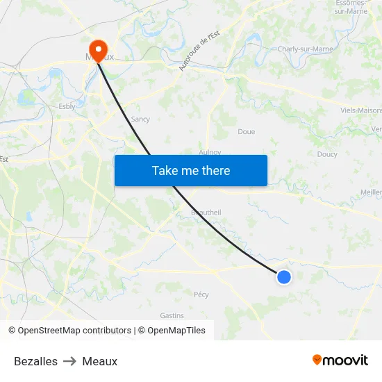 Bezalles to Meaux map