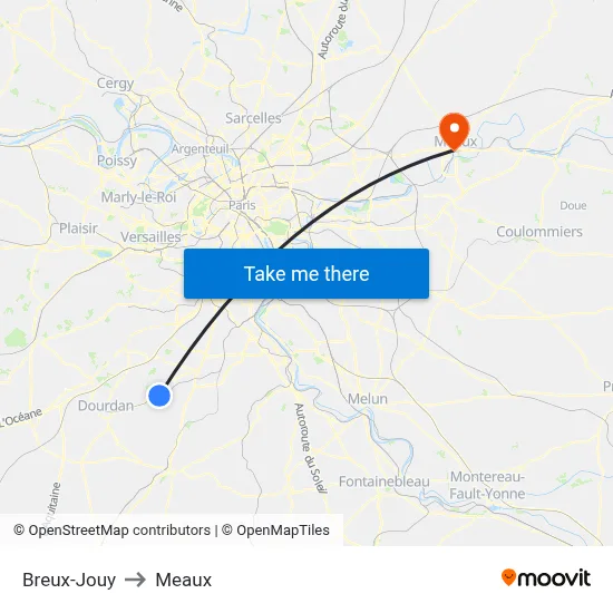 Breux-Jouy to Meaux map