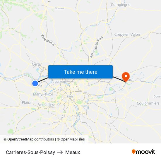 Carrieres-Sous-Poissy to Meaux map