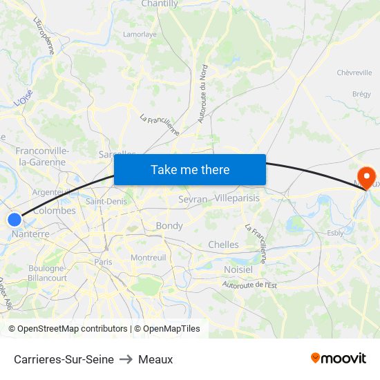 Carrieres-Sur-Seine to Meaux map