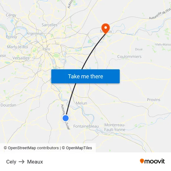 Cely to Meaux map