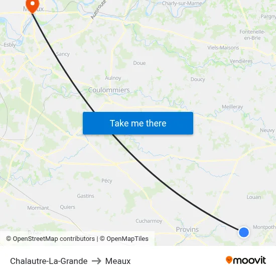 Chalautre-La-Grande to Meaux map