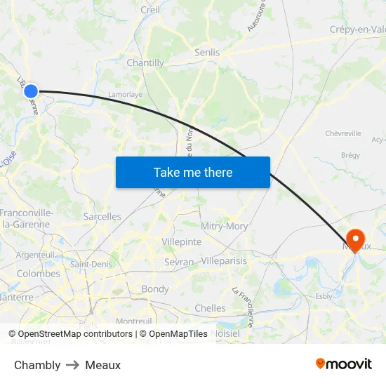 Chambly to Meaux map