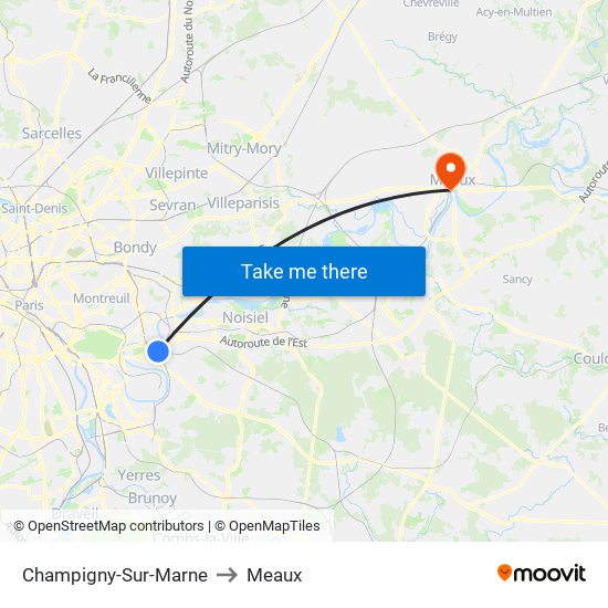 Champigny-Sur-Marne to Meaux map