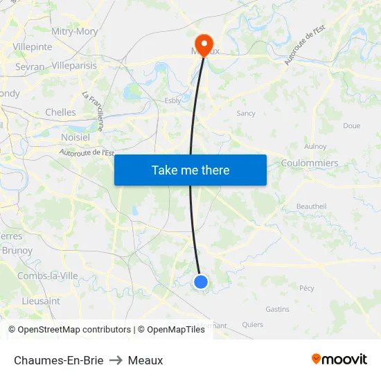 Chaumes-En-Brie to Meaux map