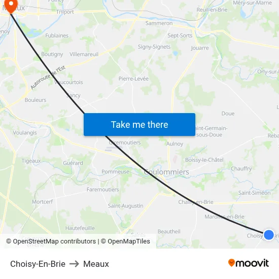 Choisy-En-Brie to Meaux map