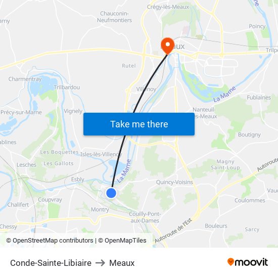 Conde-Sainte-Libiaire to Meaux map