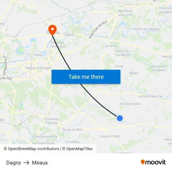 Dagny to Meaux map