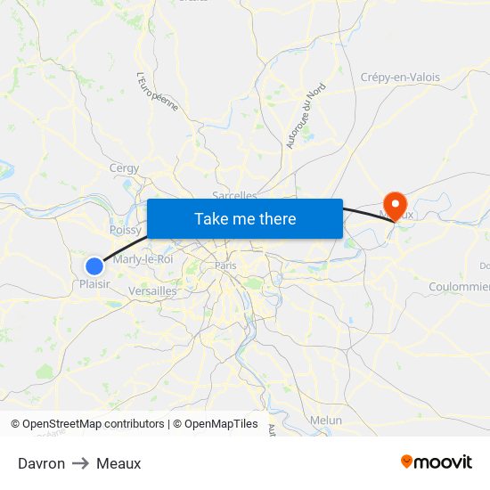 Davron to Meaux map
