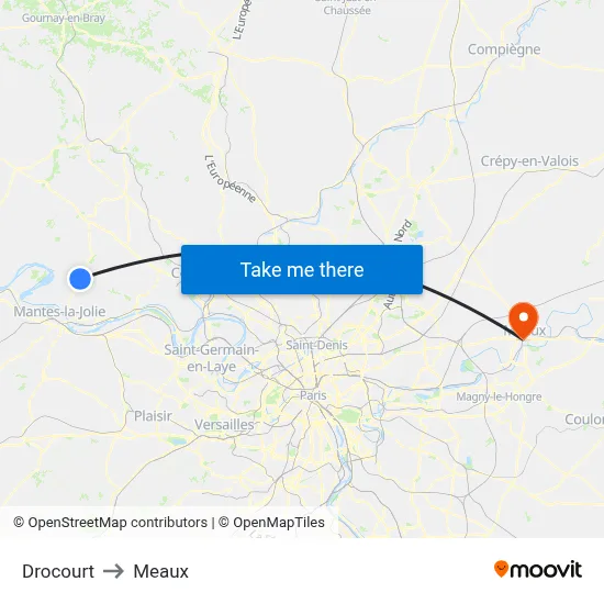 Drocourt to Meaux map