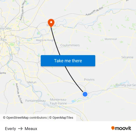 Everly to Meaux map
