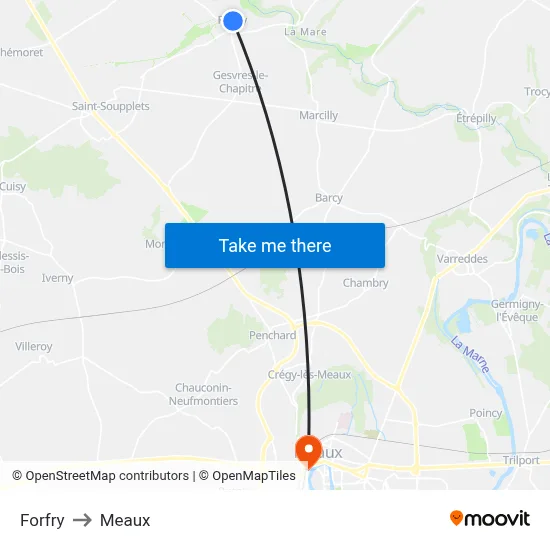 Forfry to Meaux map