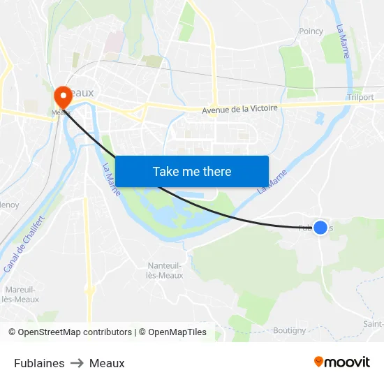 Fublaines to Meaux map