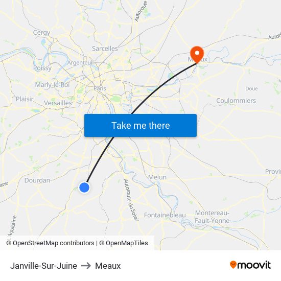 Janville-Sur-Juine to Meaux map