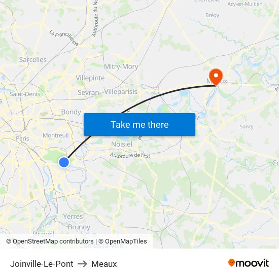 Joinville-Le-Pont to Meaux map