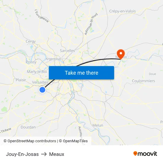 Jouy-En-Josas to Meaux map