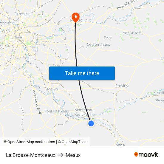 La Brosse-Montceaux to Meaux map