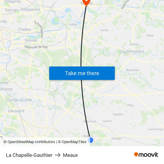 La Chapelle-Gauthier to Meaux map