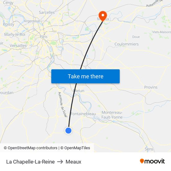 La Chapelle-La-Reine to Meaux map
