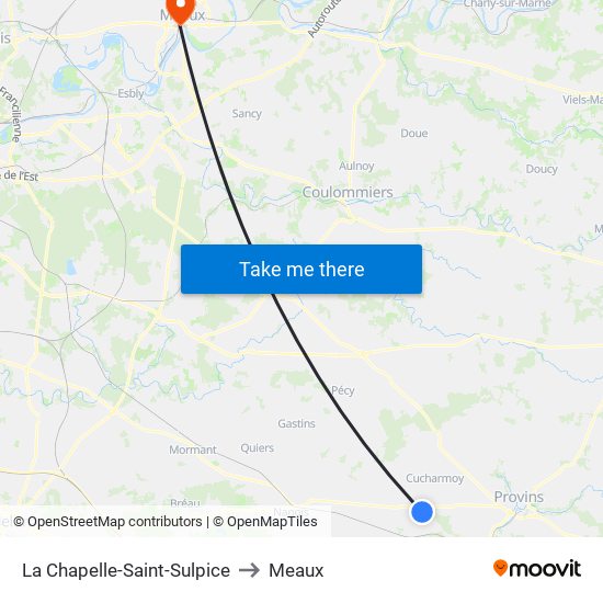 La Chapelle-Saint-Sulpice to Meaux map