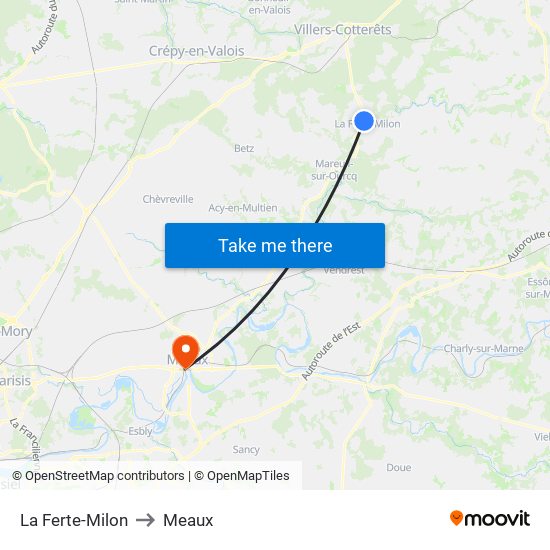La Ferte-Milon to Meaux map