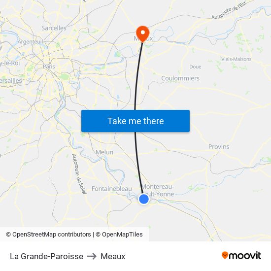 La Grande-Paroisse to Meaux map