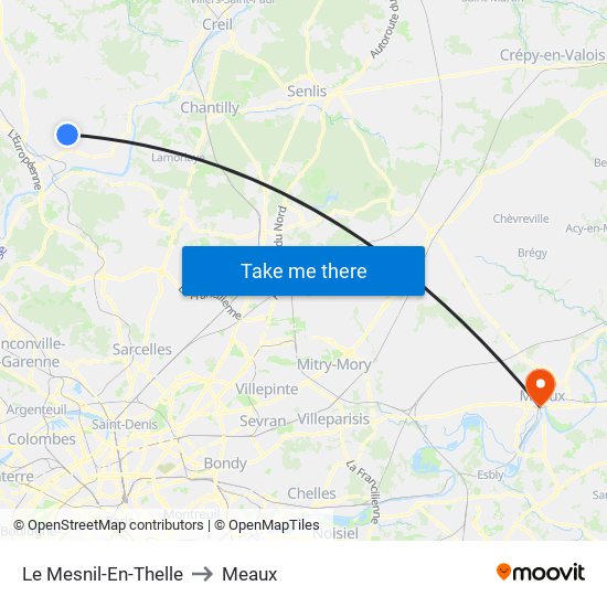 Le Mesnil-En-Thelle to Meaux map